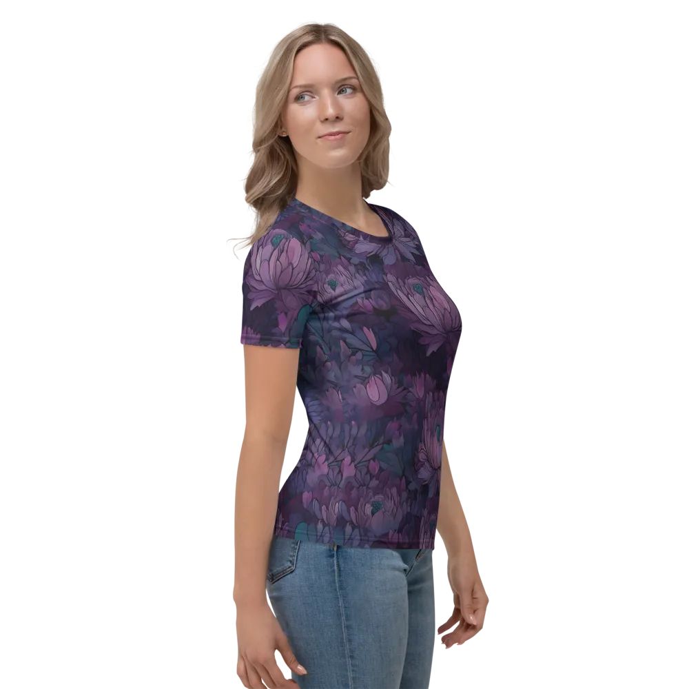 Indigo Bloomscape on Women's Crew Neck T-Shirt — Right