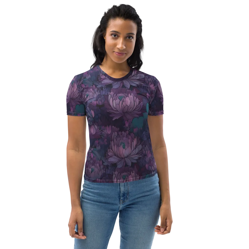 Indigo Bloomscape on Women's Crew Neck T-Shirt — Front