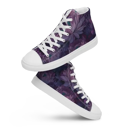 Indigo Bloomscape on a Women's High Top Canvas Shoes