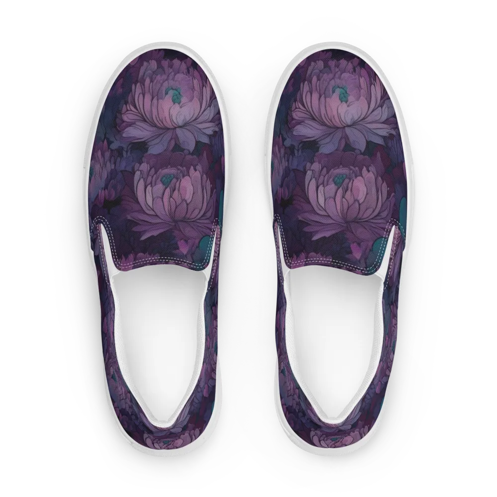 Indigo Bloomscape on Men's Slip-On Canvas Shoes — Front