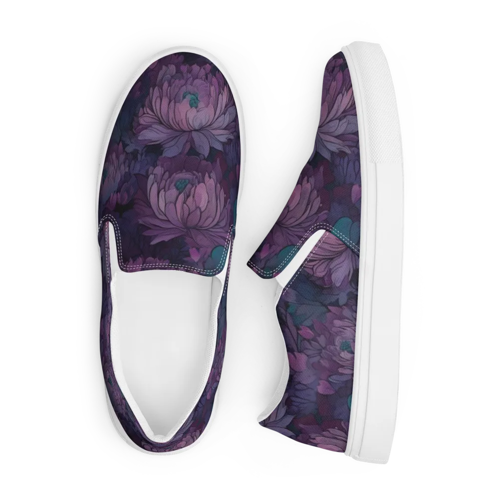 Indigo Bloomscape on Men's Slip-On Canvas Shoes — Front