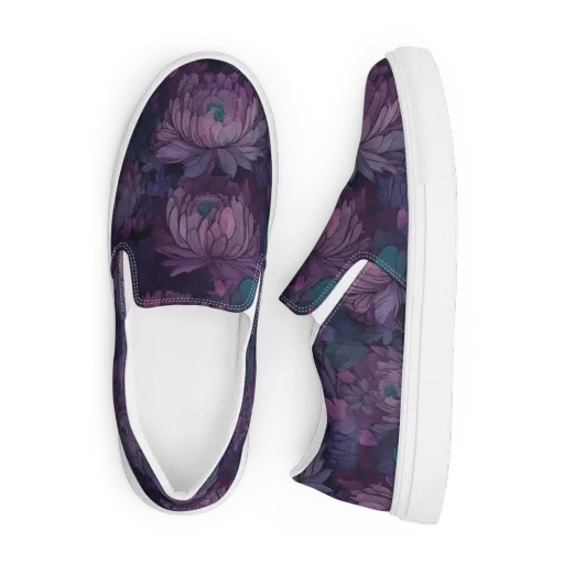 Indigo Bloomscape on a Men's Slip-On Canvas Shoes