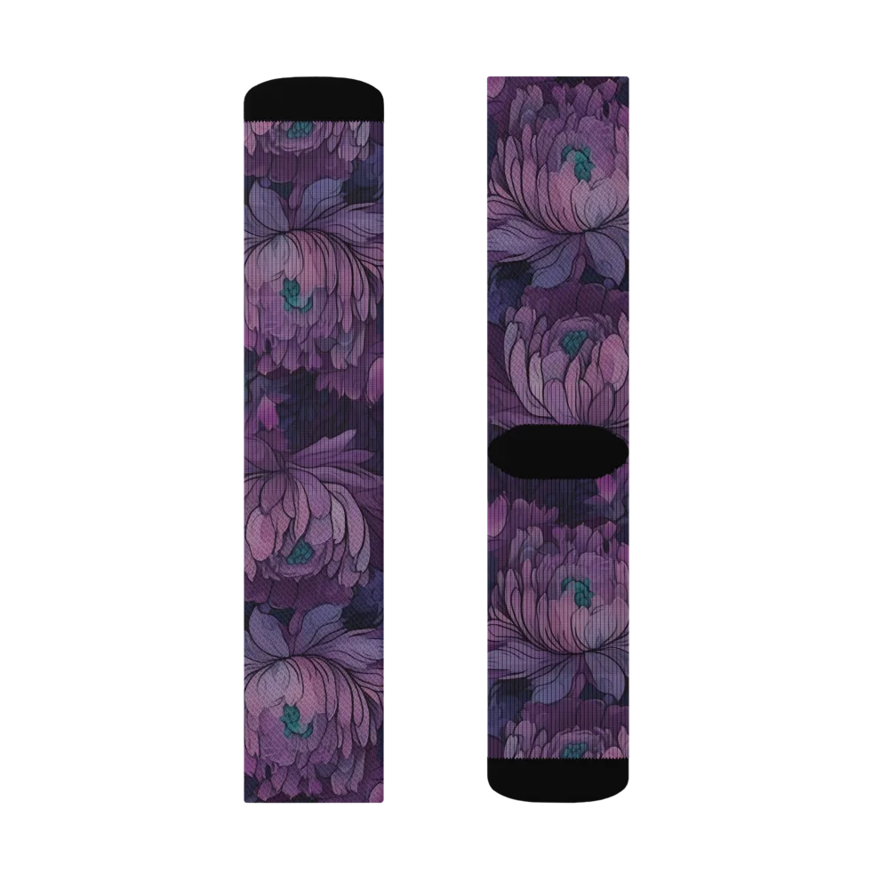 Indigo Bloomscape on Socks — Left Sock