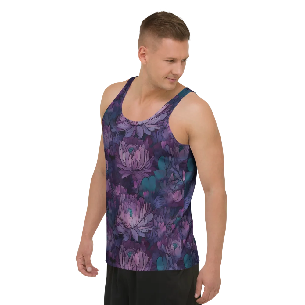 Indigo Bloomscape on Men's Tank Top — Left Front