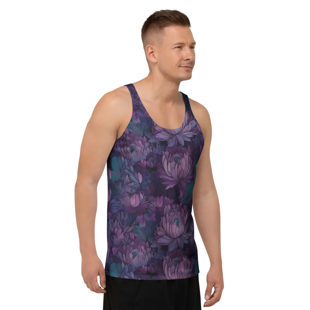 Indigo Bloomscape on Men's Tank Top — Right Front