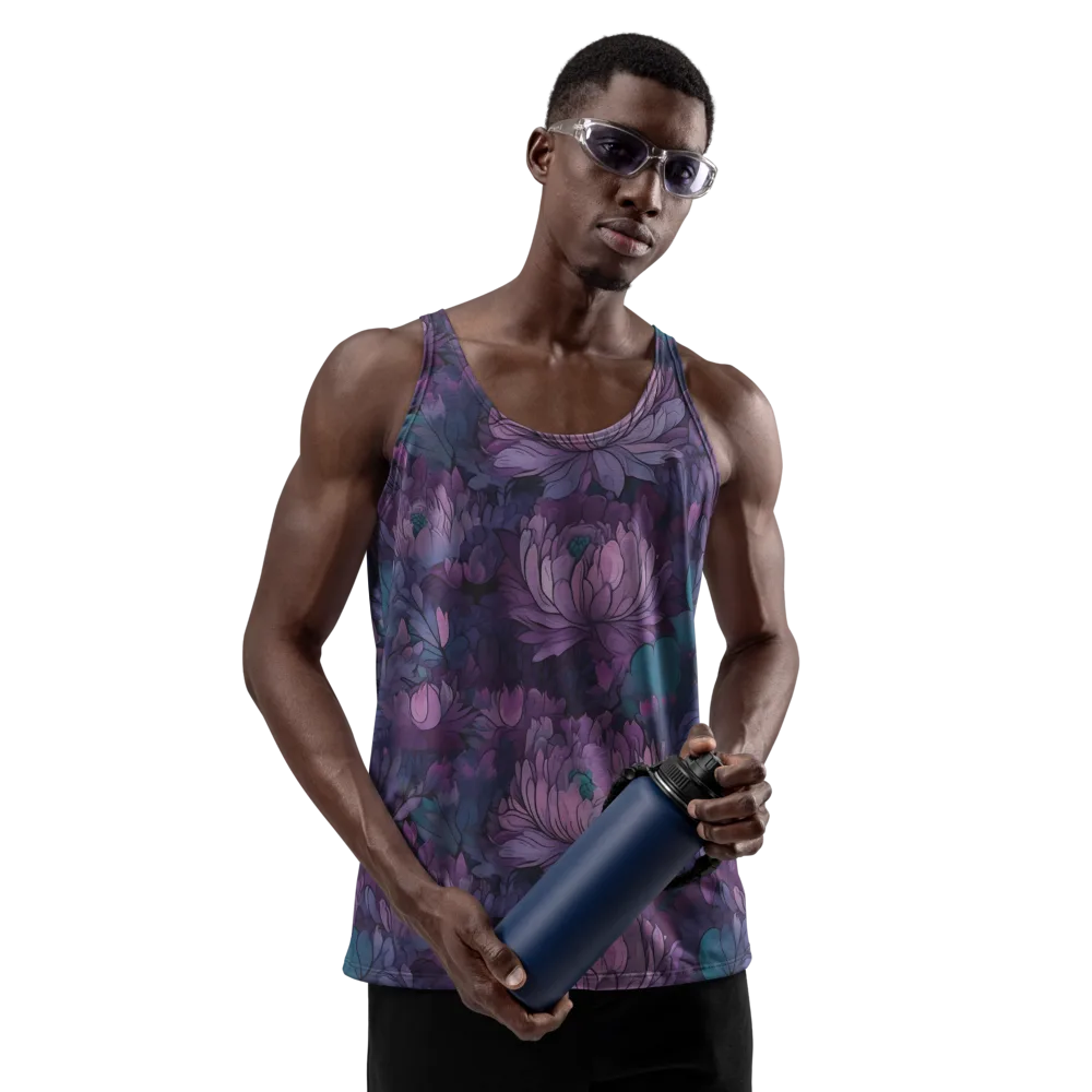 Indigo Bloomscape on Men's Tank Top — Front
