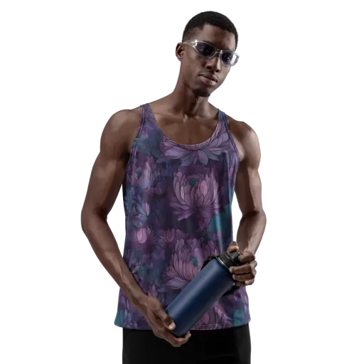 Indigo Bloomscape on a Men's Tank Top