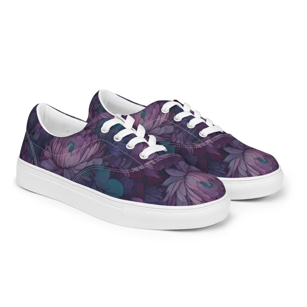 Indigo Bloomscape on Men's Lace-Up Canvas Shoes — Right Front
