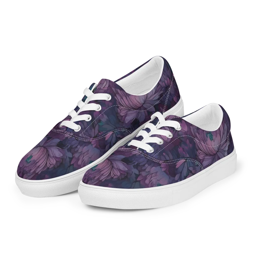 Indigo Bloomscape on Men's Lace-Up Canvas Shoes — Left Front