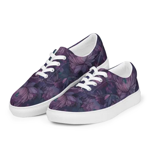 Indigo Bloomscape on a Men's Lace-Up Canvas Shoes