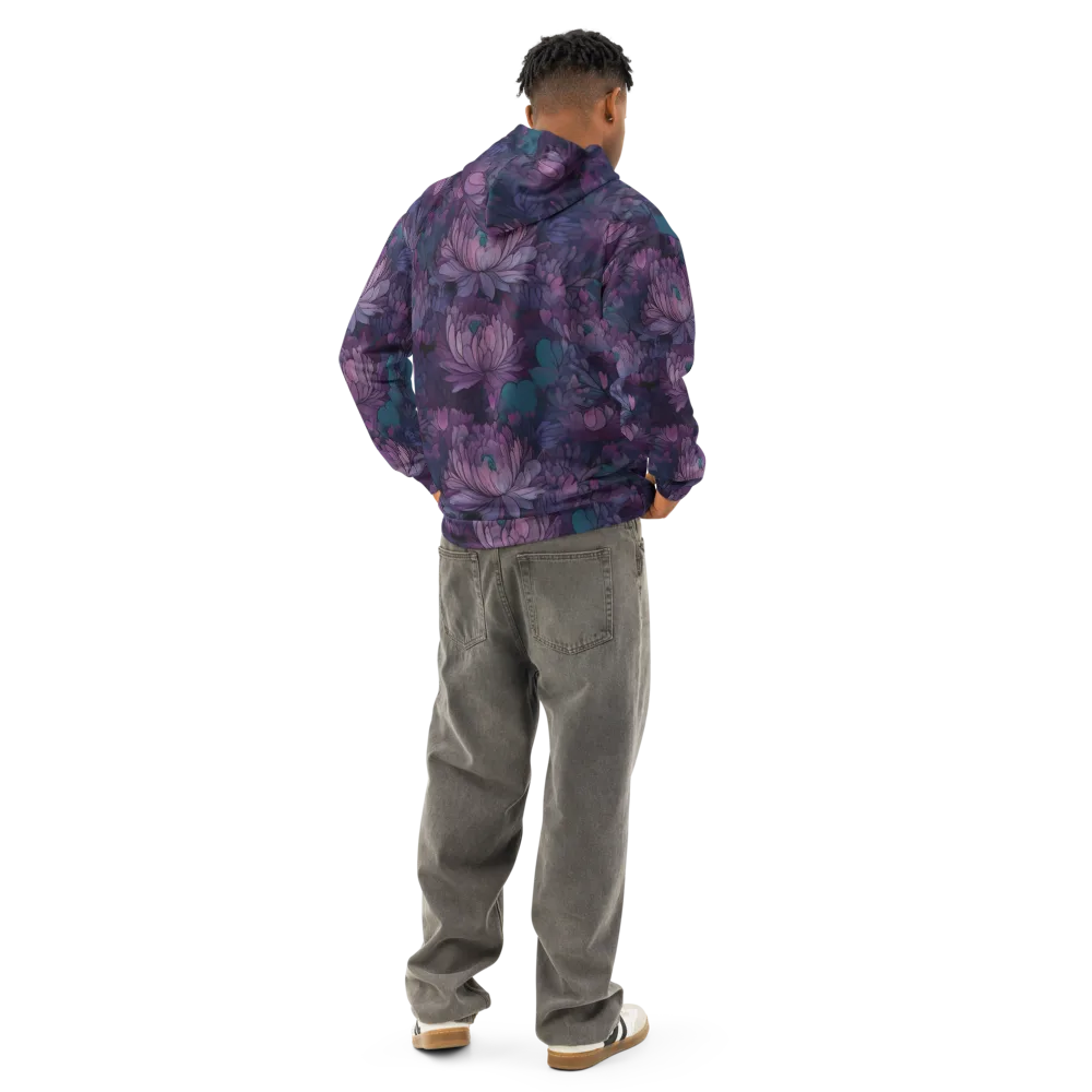 Indigo Bloomscape on Cotton Hoodie — Back