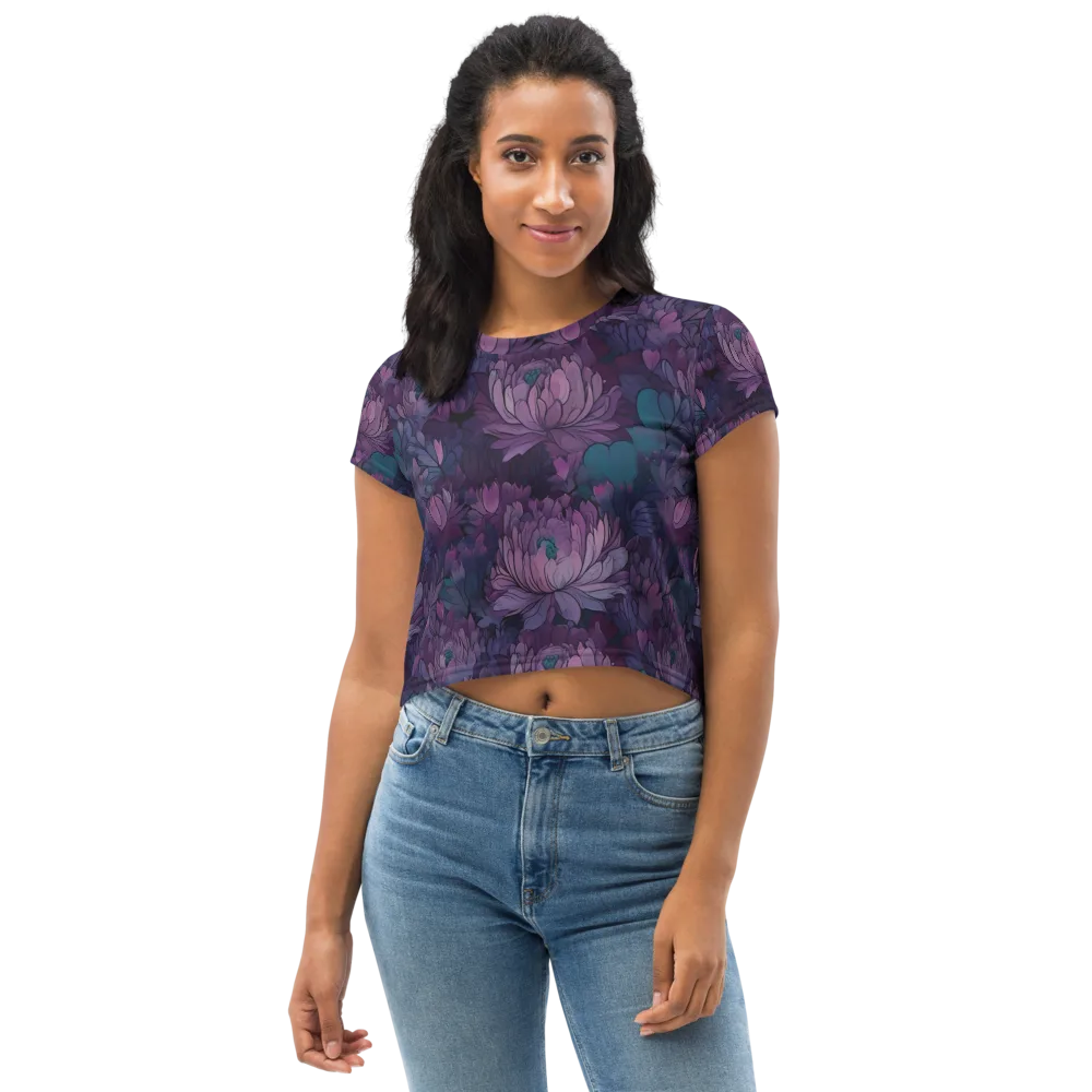 Indigo Bloomscape on Crop Tee — Front