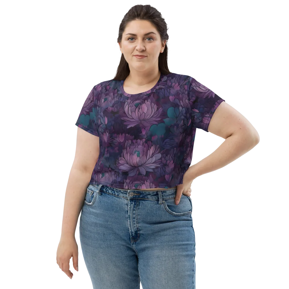 Indigo Bloomscape on Crop Tee — Front