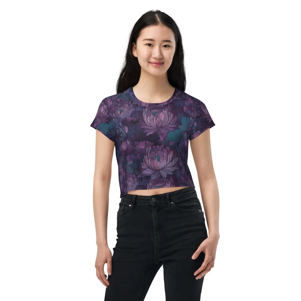 Indigo Bloomscape on Crop Tee — Front