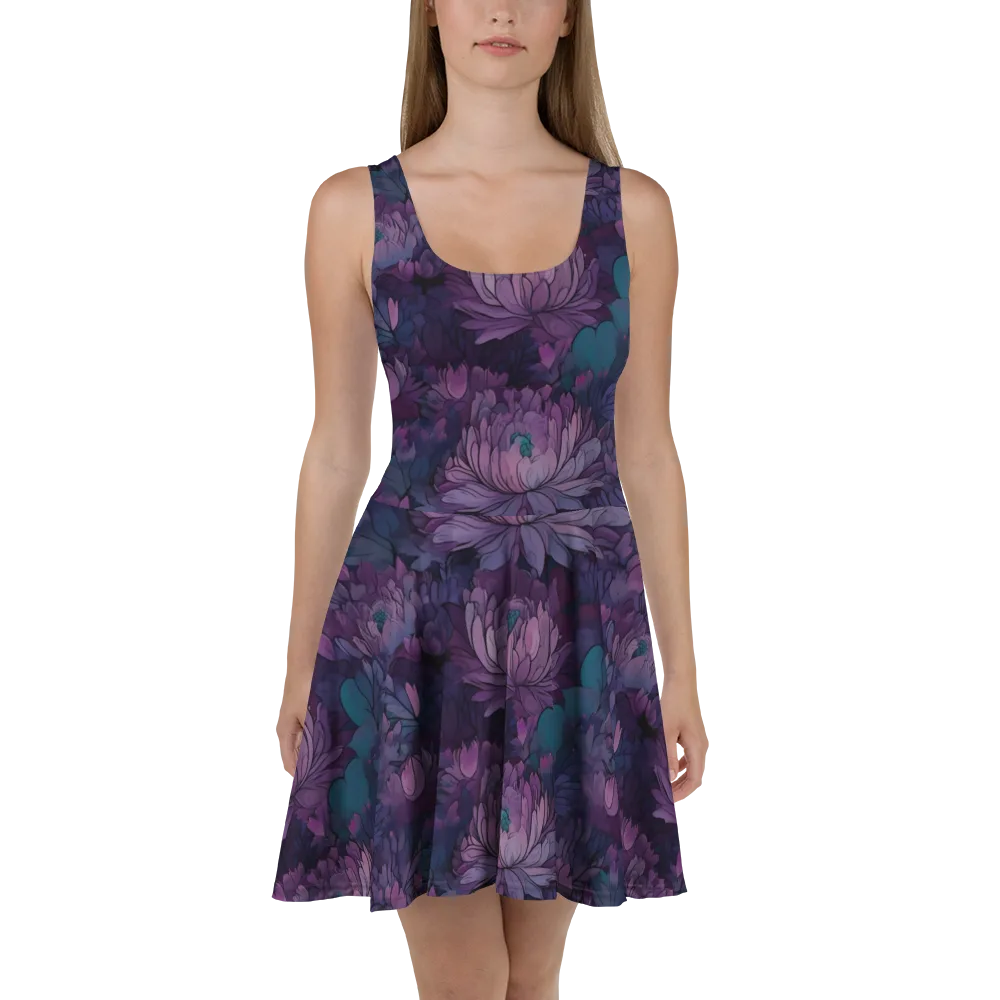 Indigo Bloomscape on Skater Dress — Front
