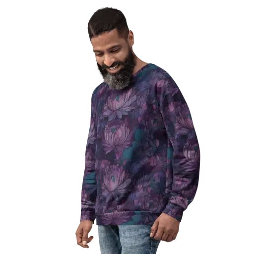 Indigo Bloomscape on a Sweatshirt