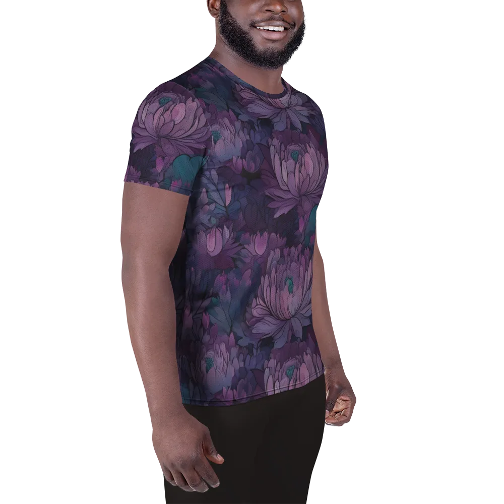 Indigo Bloomscape on Men's Athletic T-Shirt — Right