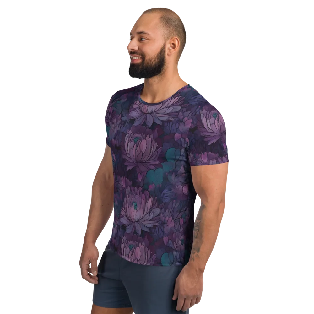 Indigo Bloomscape on Men's Athletic T-Shirt — Left
