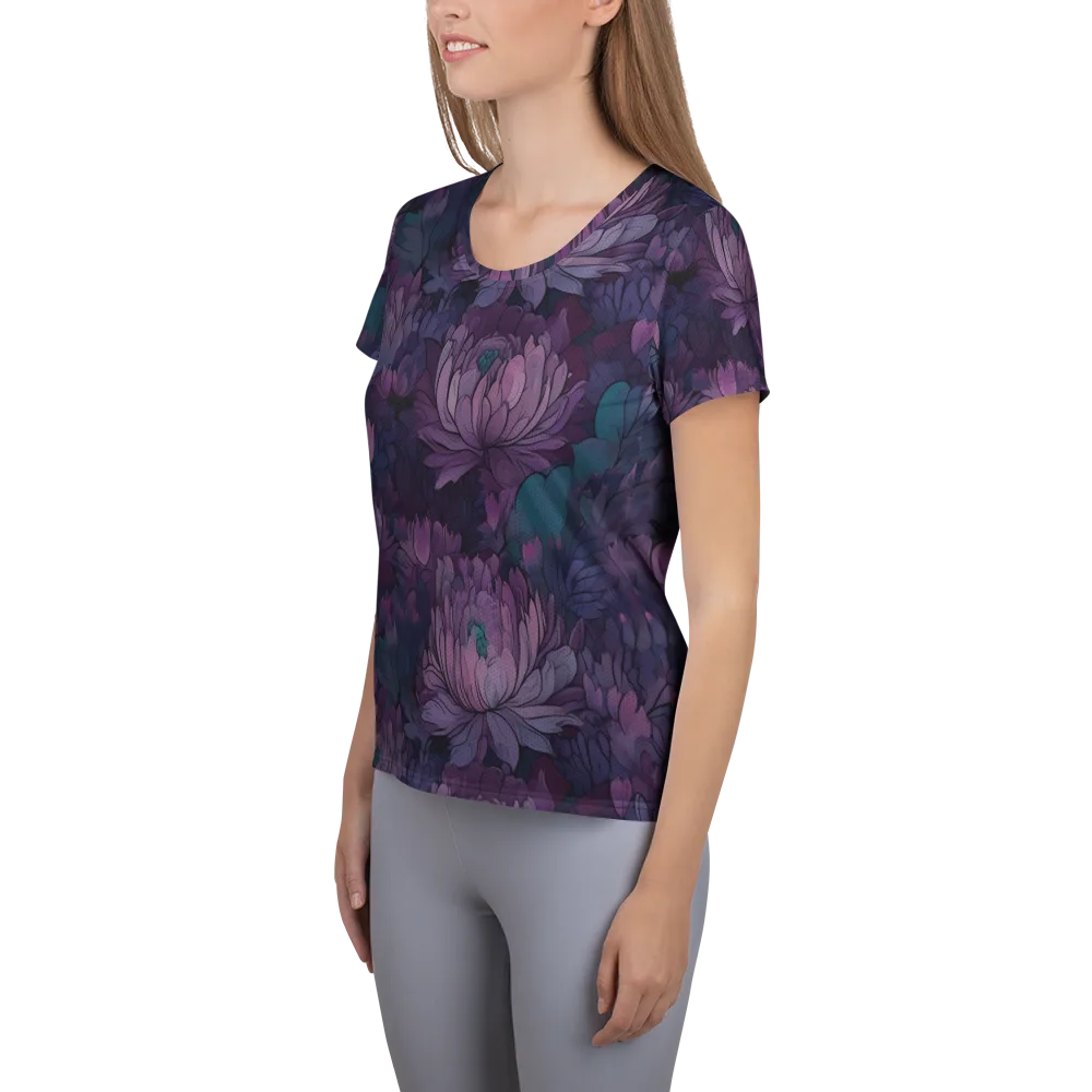 Indigo Bloomscape on Women's Athletic T-Shirt — Left