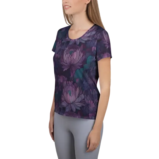 Indigo Bloomscape on a Women's Athletic T-Shirt