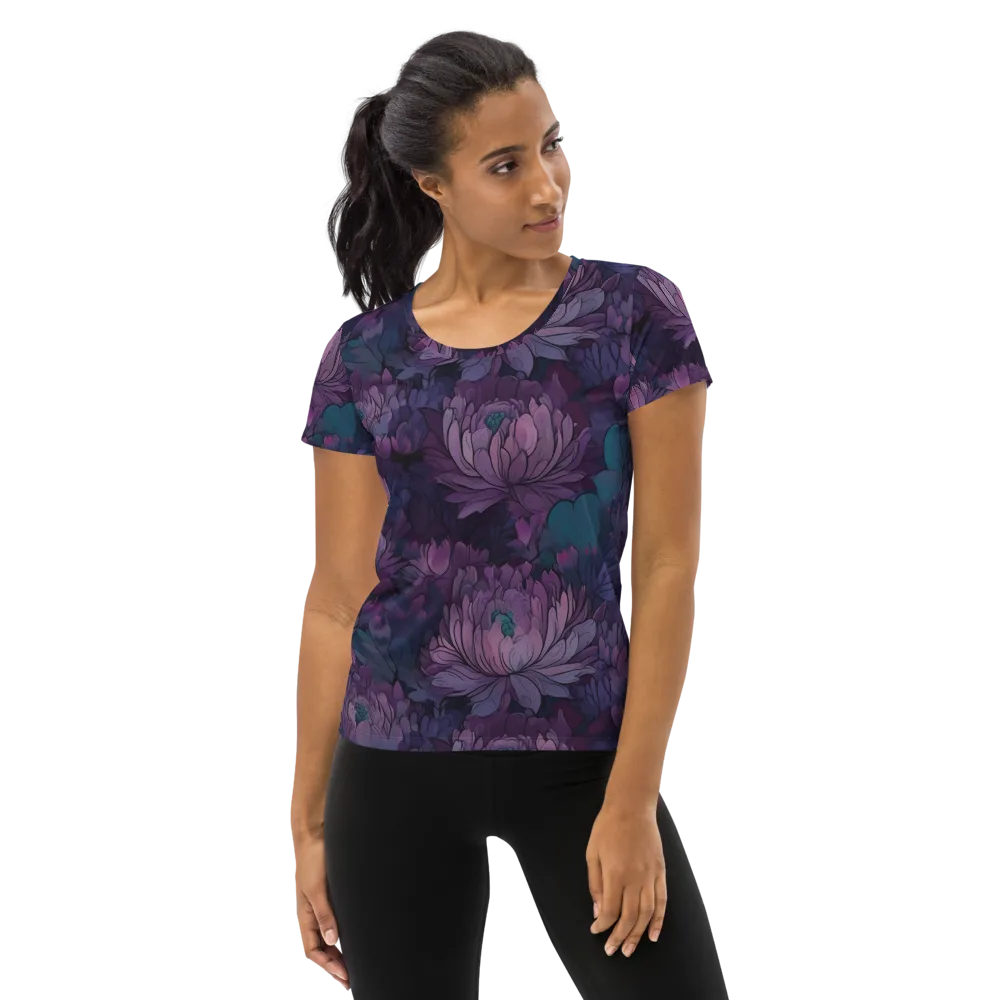 Indigo Bloomscape on Women's Athletic T-Shirt — Front