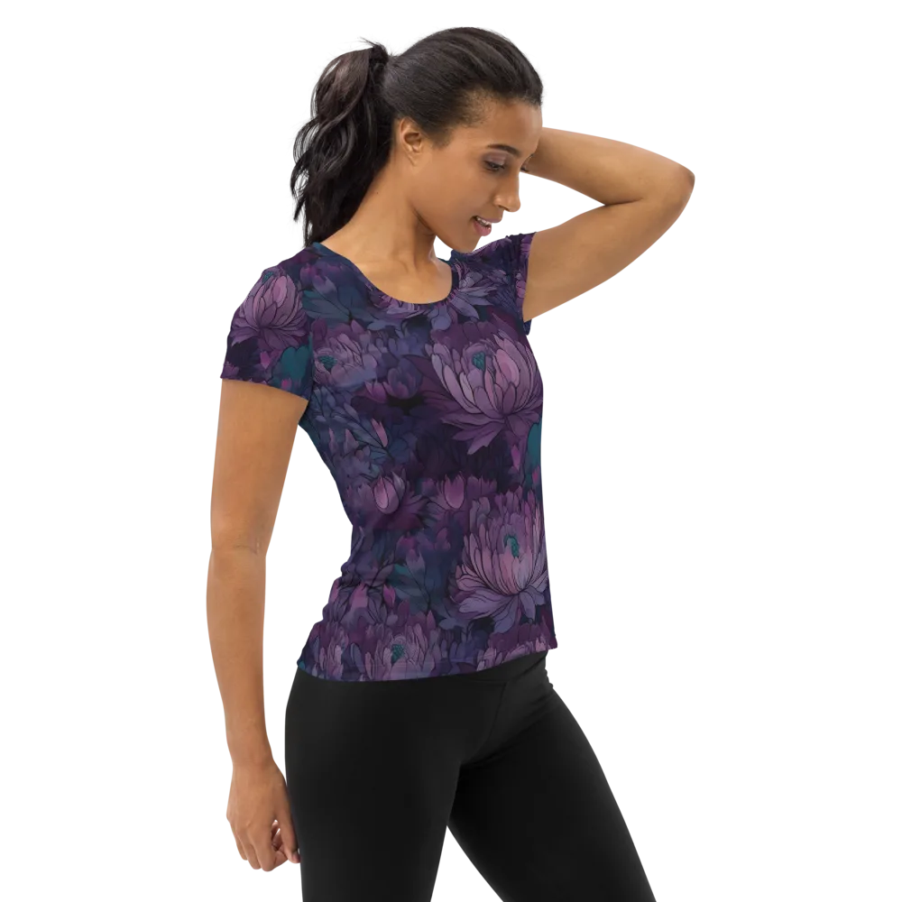 Indigo Bloomscape on Women's Athletic T-Shirt — Right