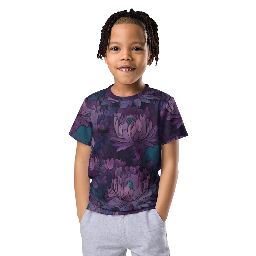 Indigo Bloomscape on Kids Crew Neck T-Shirt — Front