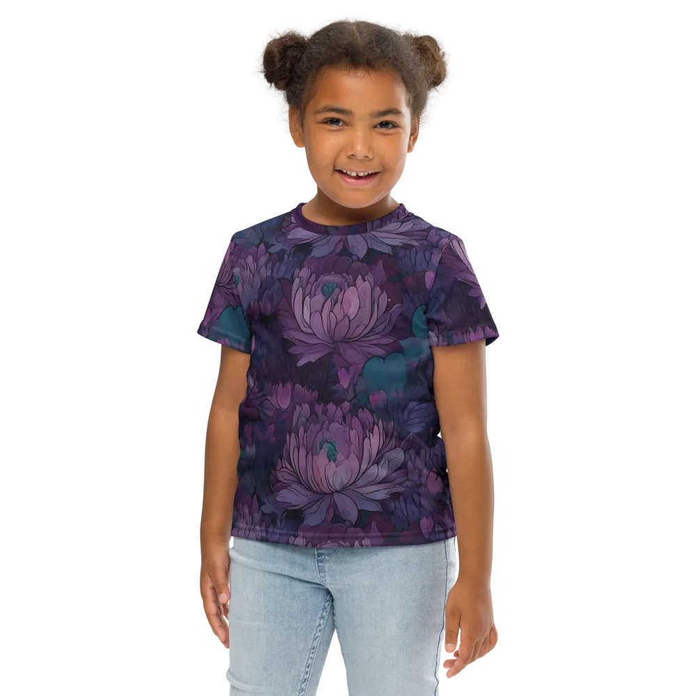 Indigo Bloomscape on Kids Crew Neck T-Shirt — Front