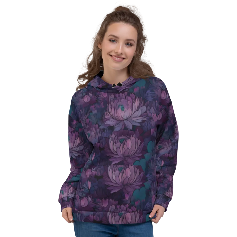 Indigo Bloomscape on Hoodie — Front