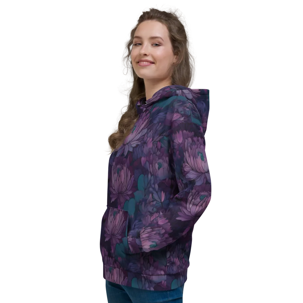 Indigo Bloomscape on Hoodie — Left