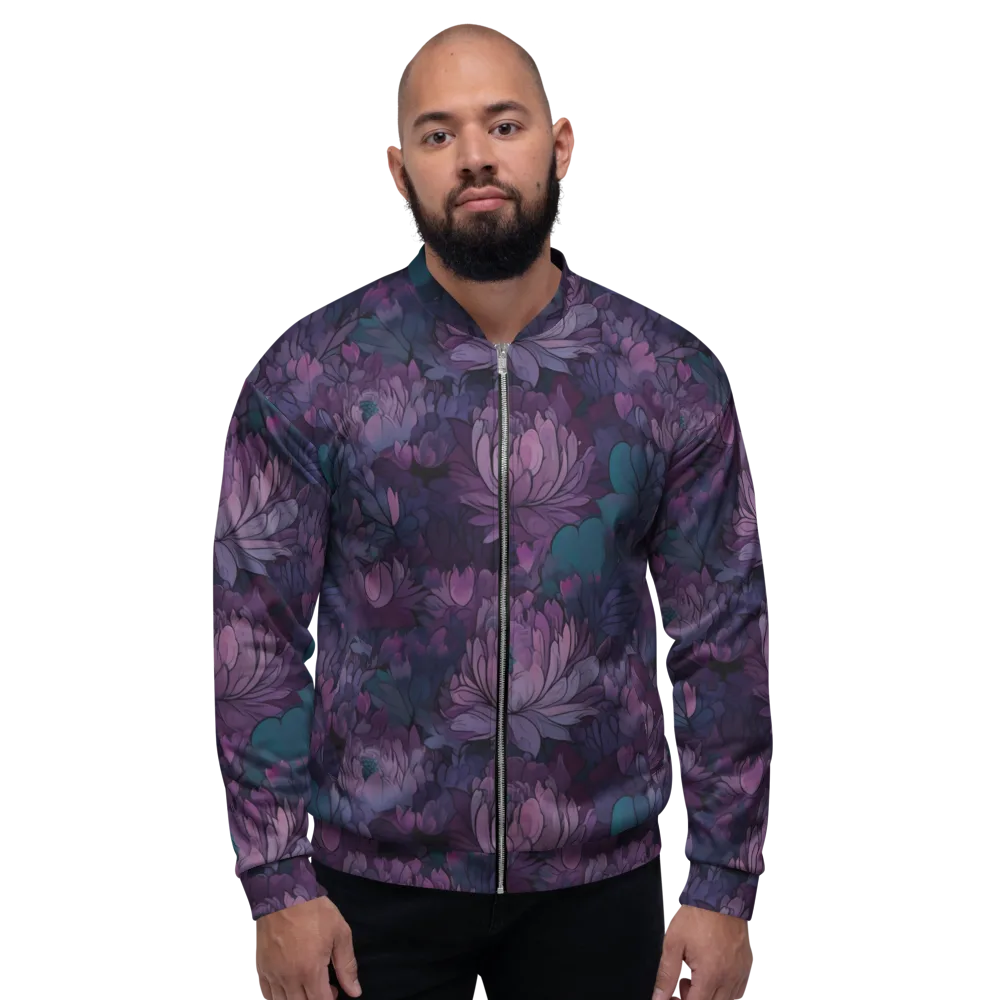 Indigo Bloomscape on Bomber Jacket — Front