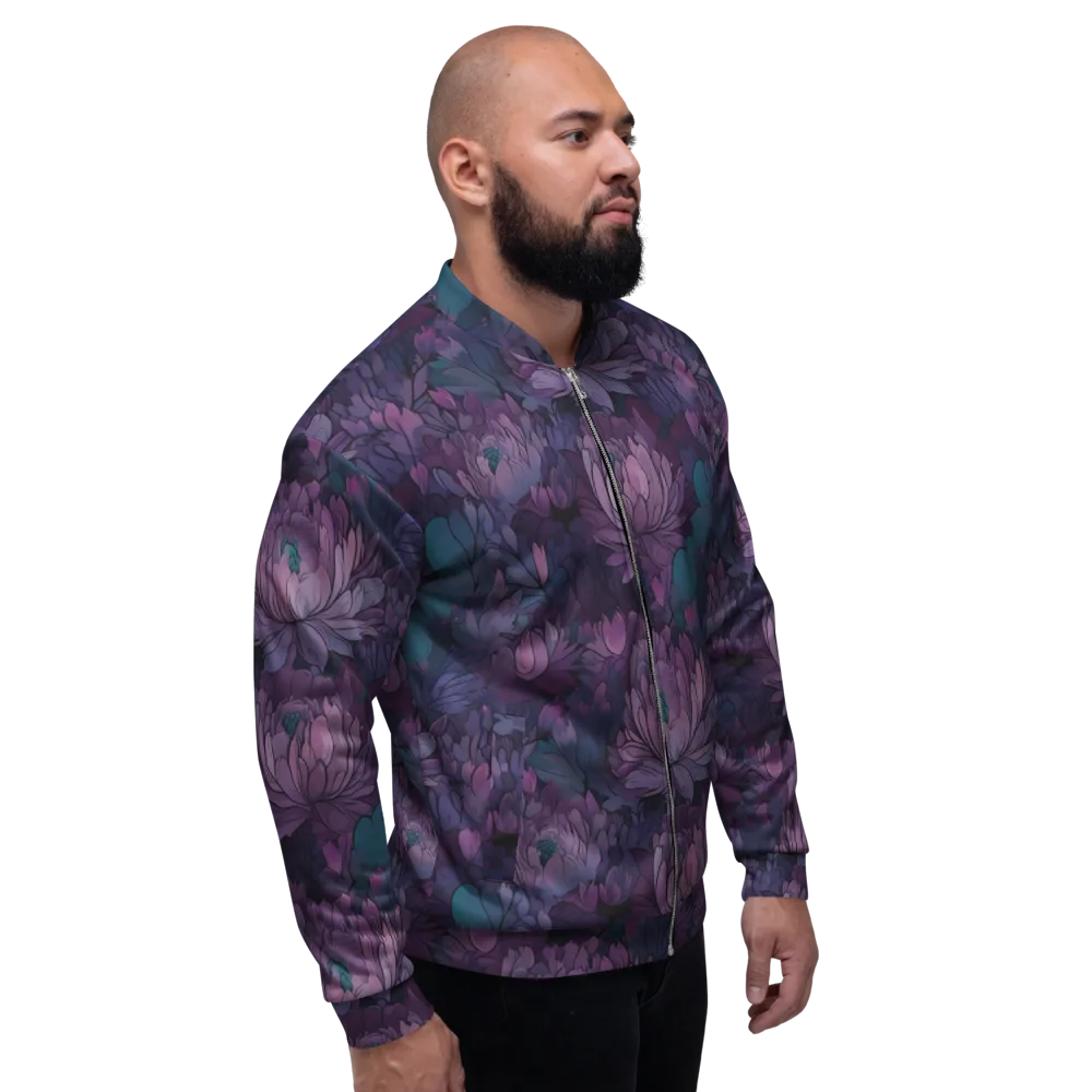 Indigo Bloomscape on Bomber Jacket — Right