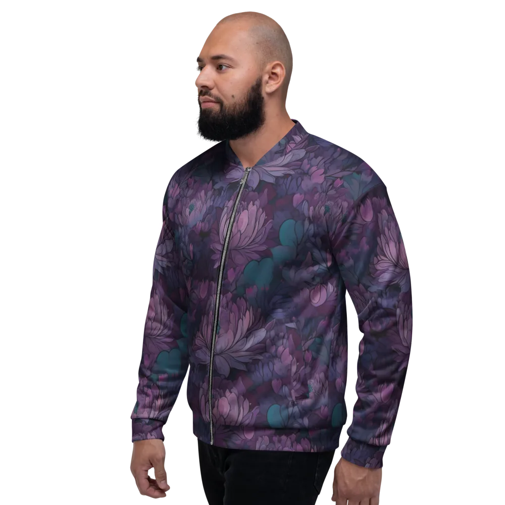 Indigo Bloomscape on Bomber Jacket — Left