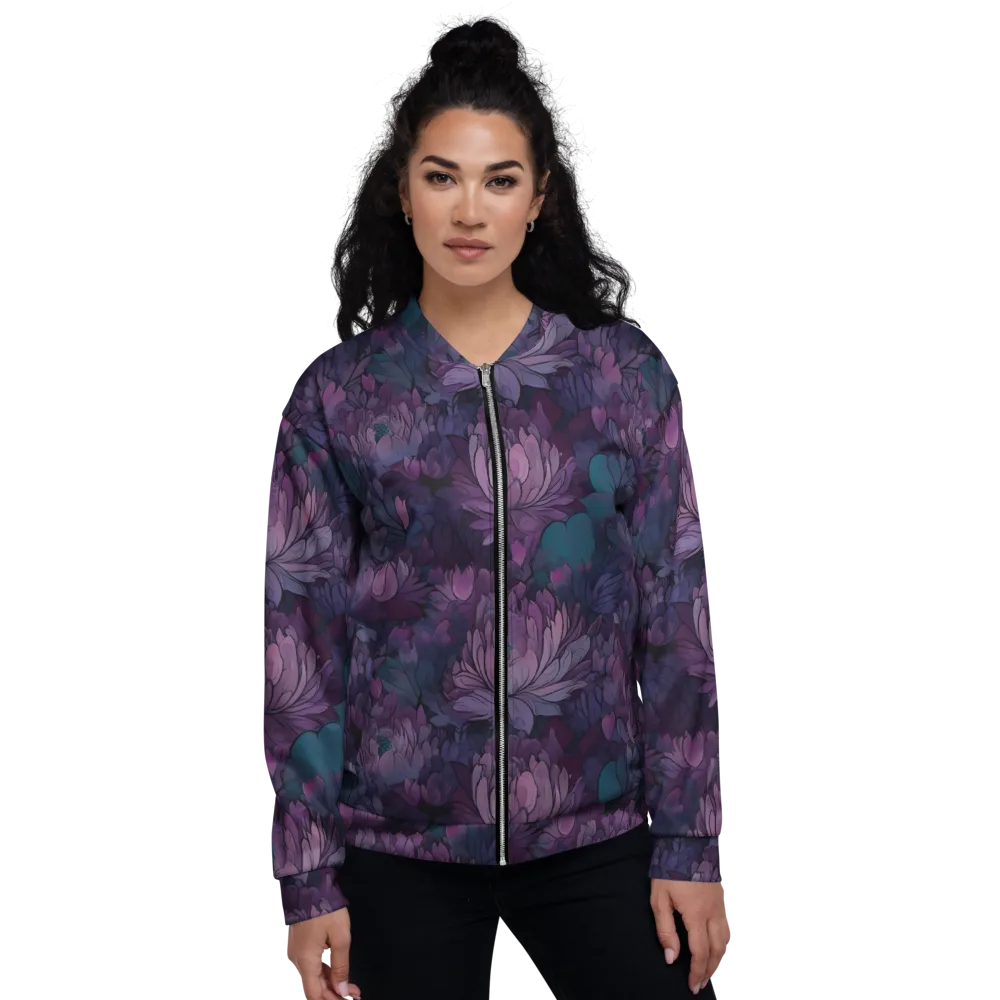 Indigo Bloomscape on Bomber Jacket — Front