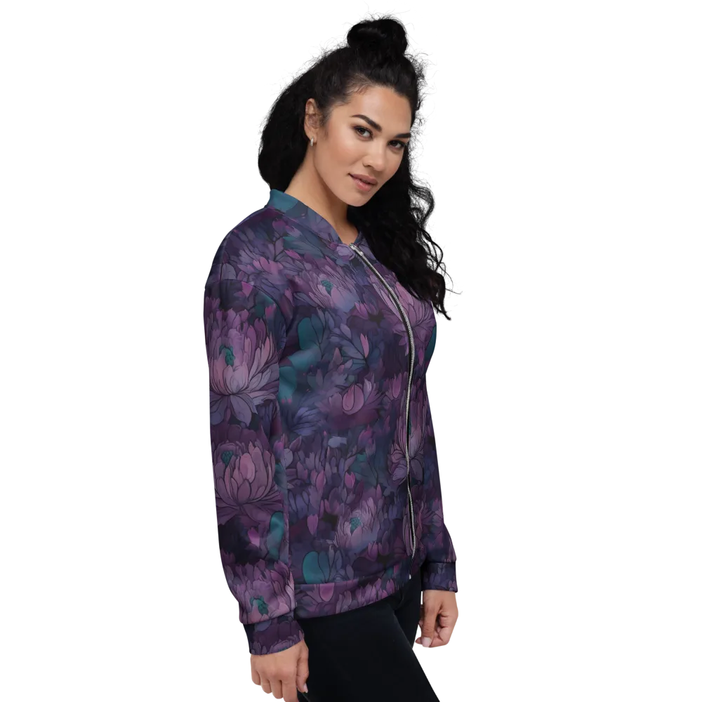 Indigo Bloomscape on Bomber Jacket — Right