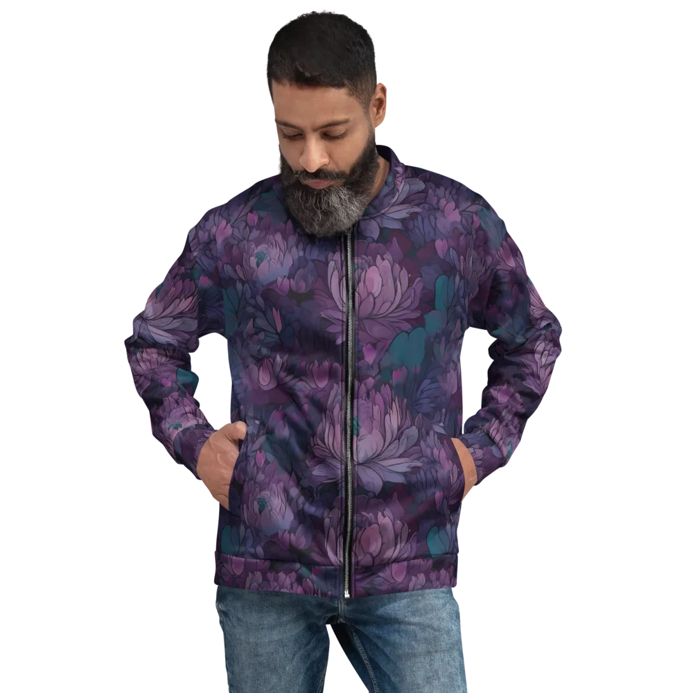 Indigo Bloomscape on Bomber Jacket — Front