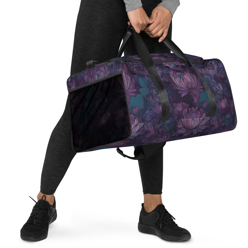 Indigo Bloomscape on Duffle Bag — Right Front