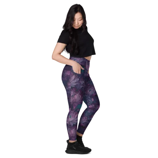 Indigo Bloomscape on a Leggings with Pockets