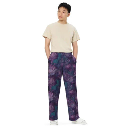 Indigo Bloomscape on a Wide-Leg Pants