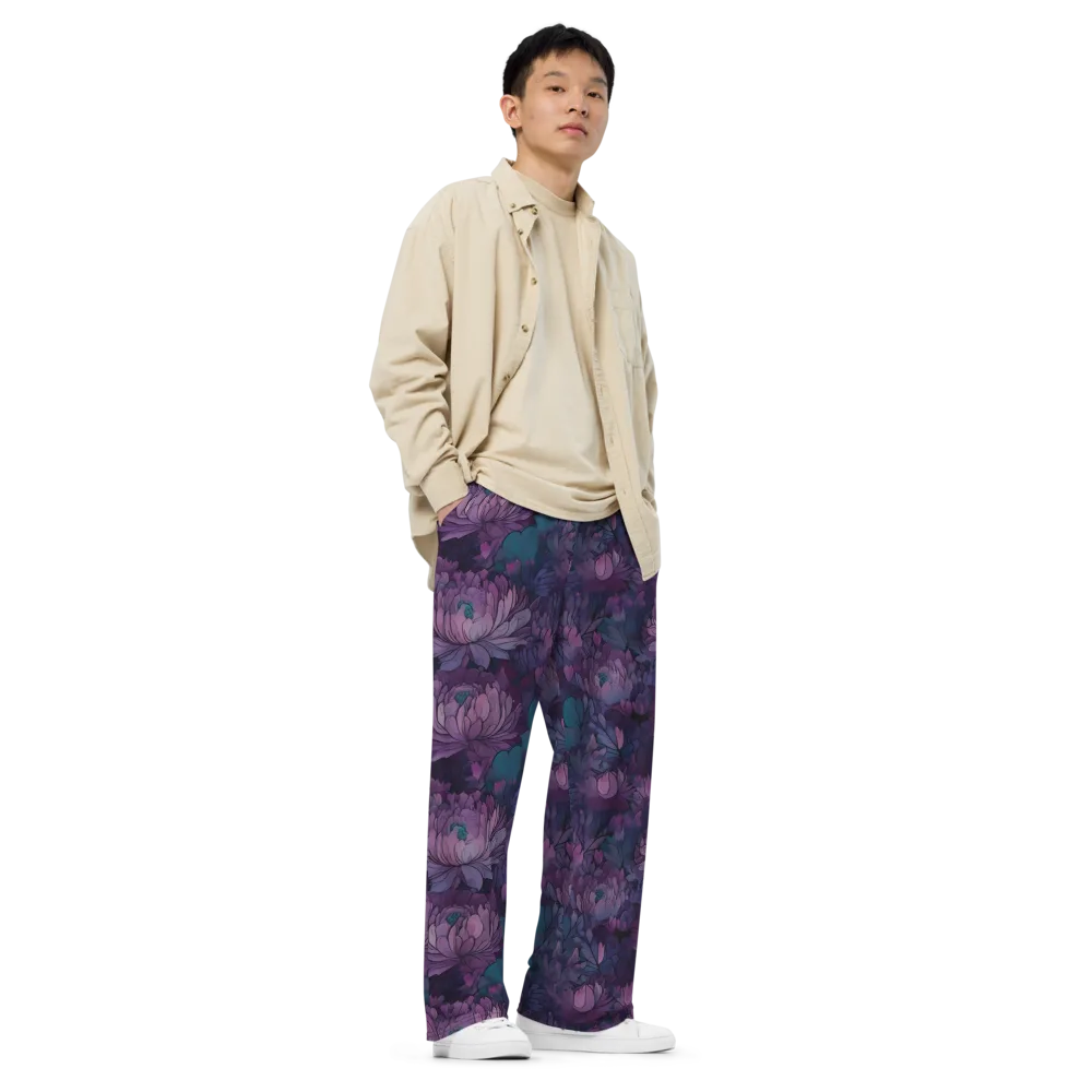 Indigo Bloomscape on Wide-Leg Pants — Right Front