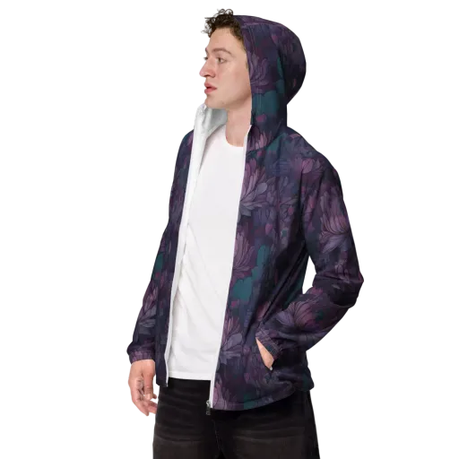 Indigo Bloomscape on a Men's Windbreaker