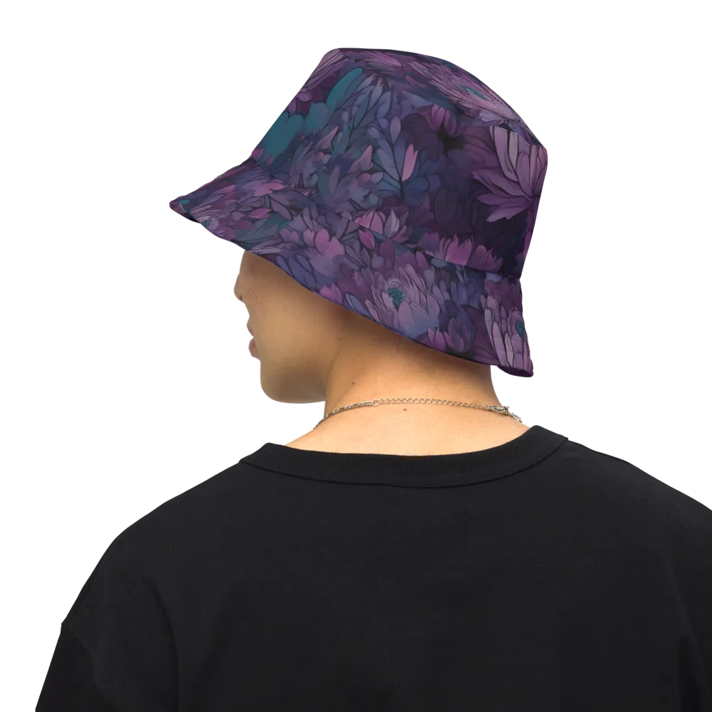 Indigo Bloomscape on Reversible Bucket Hat — Back Inside