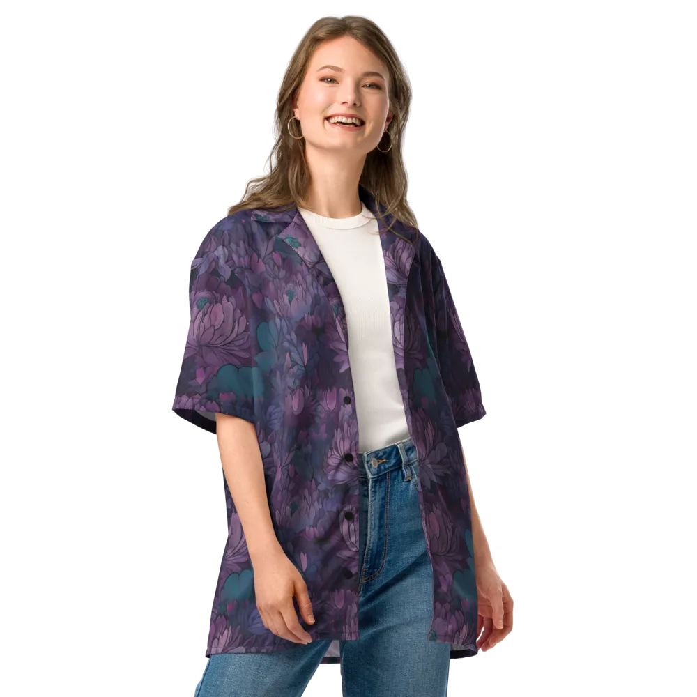 Indigo Bloomscape on Button Shirt — Front