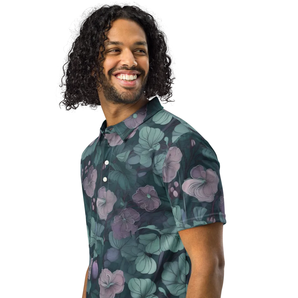 Mauve Canopy on Men's Slim Fit Polo Shirt — Left Front