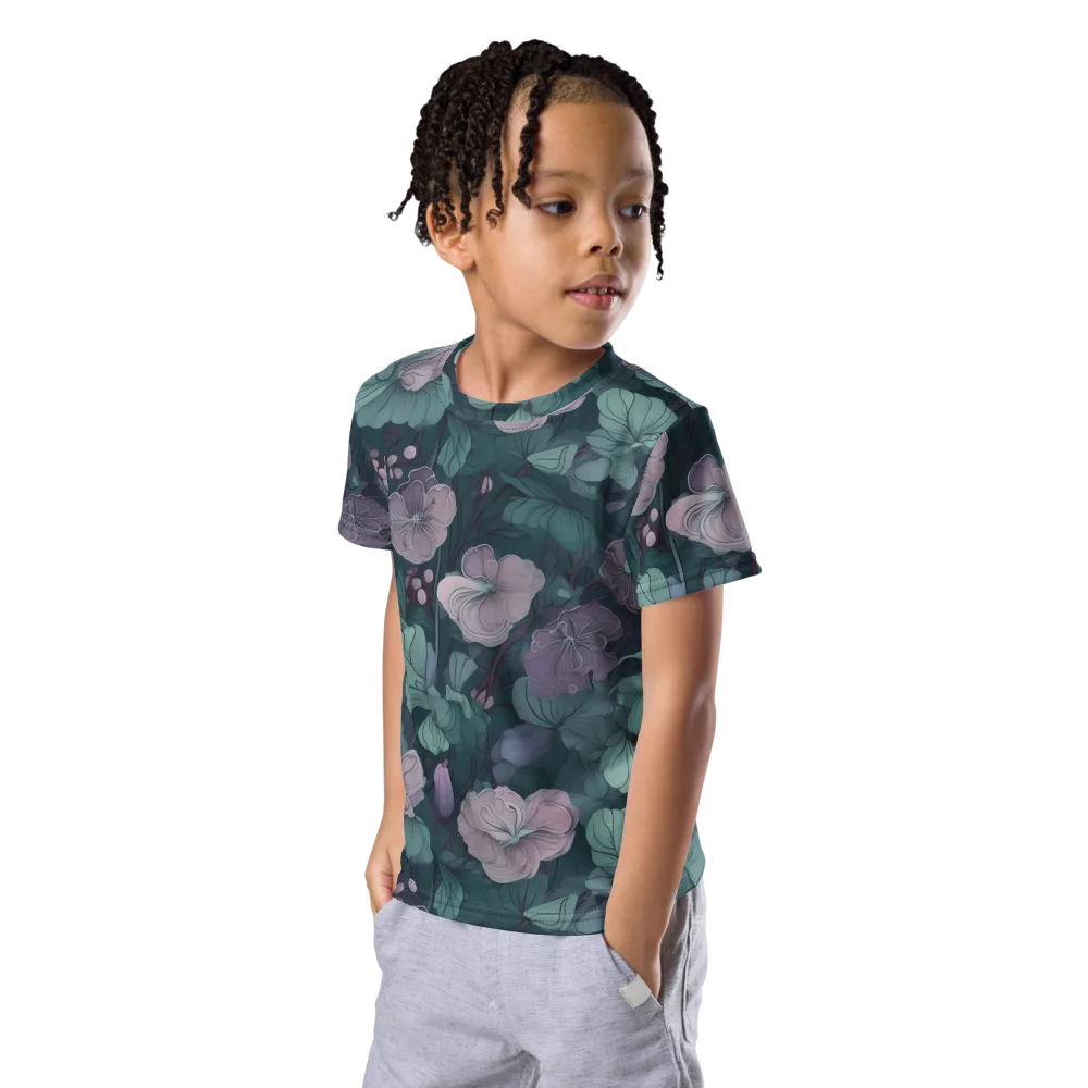 Mauve Canopy on Kids Crew Neck T-Shirt — Left Front