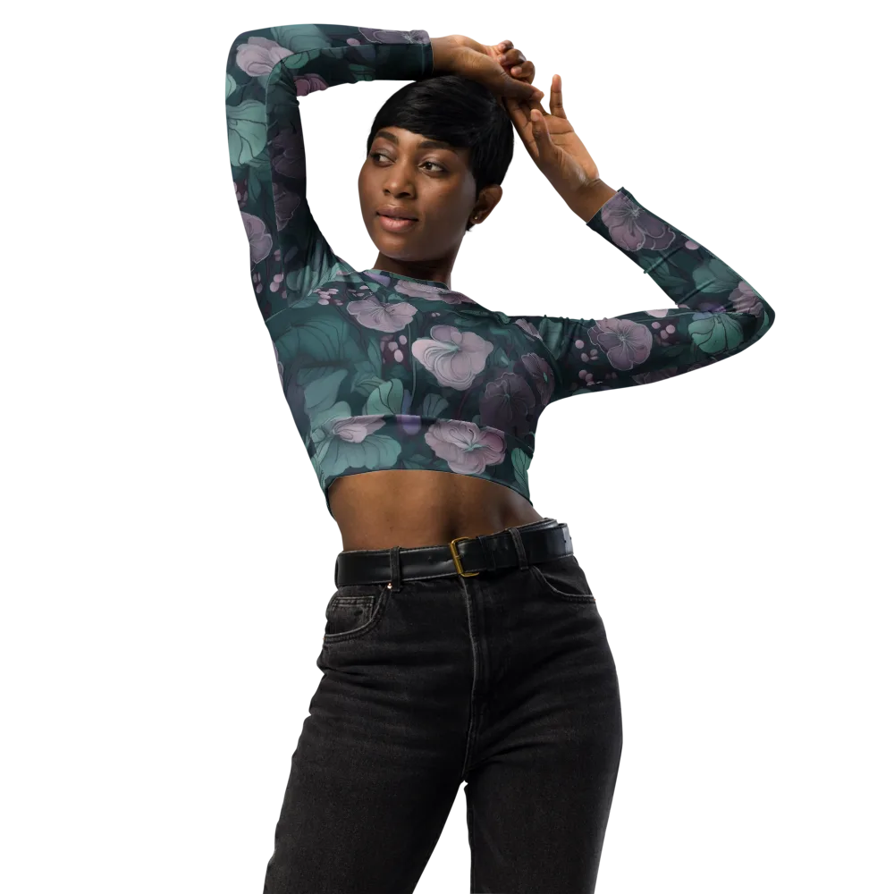 Mauve Canopy on Long Sleeve Crop Top — Front