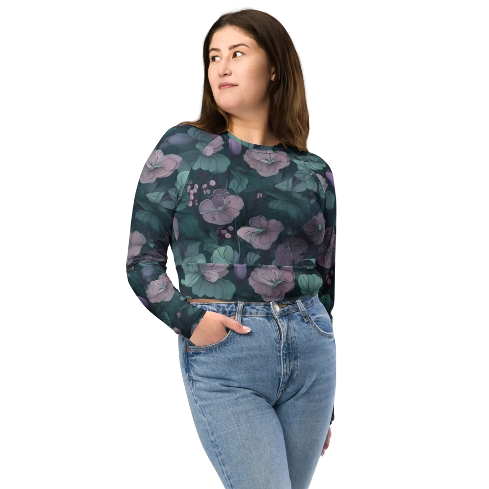 Mauve Canopy on Long Sleeve Crop Top — Front