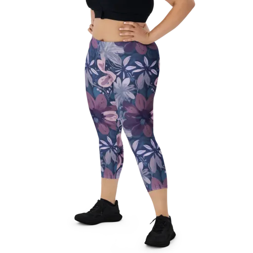 Moonlit Garden on a Capri Leggings