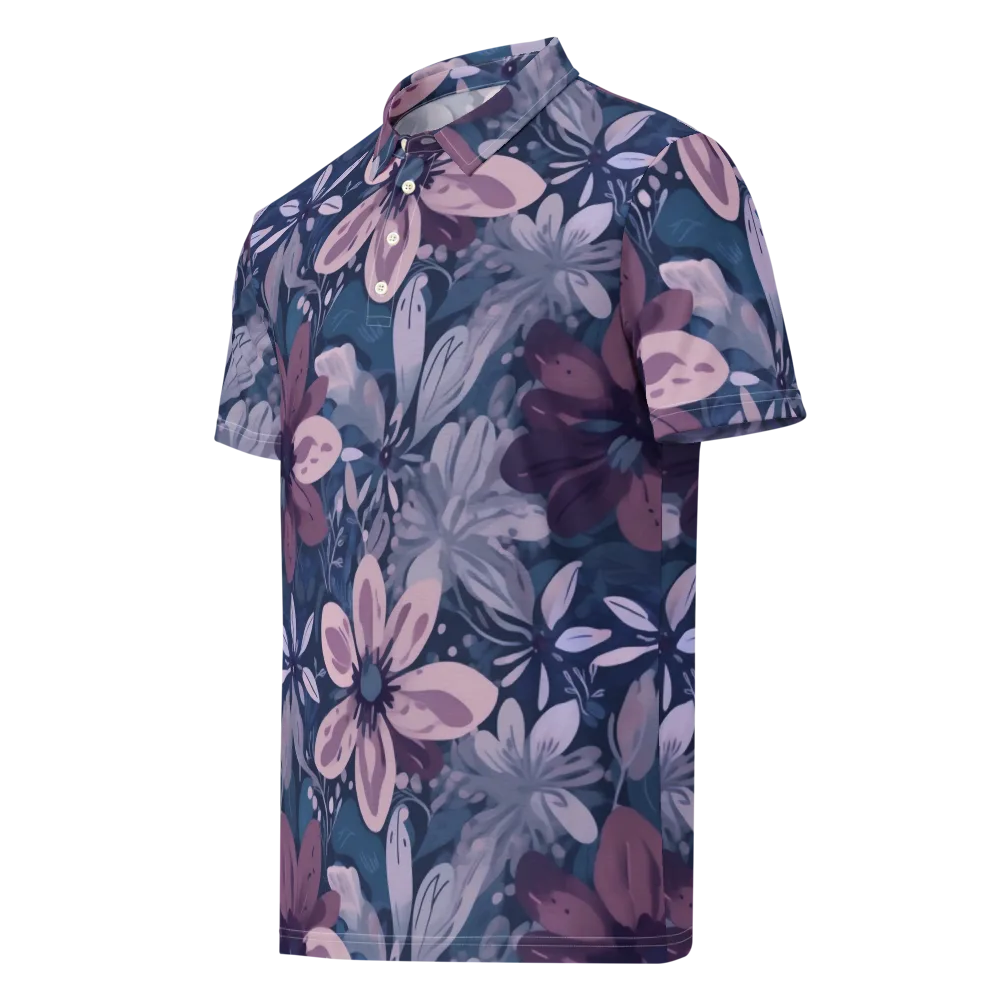 Moonlit Garden on Men's Slim Fit Polo Shirt — Left Front