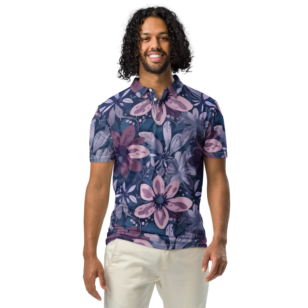 Moonlit Garden on Men's Slim Fit Polo Shirt — Front
